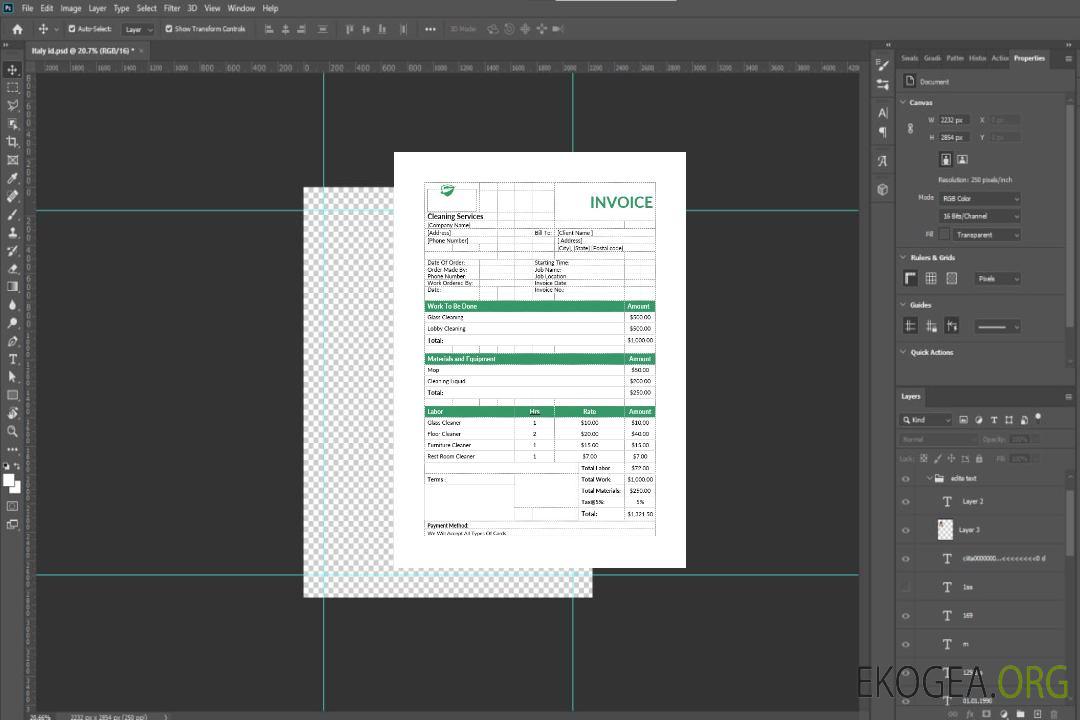 Modèle de facture de services de nettoyage template